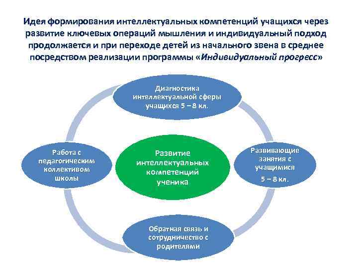 Идея формирования интеллектуальных компетенций учащихся через развитие ключевых операций мышления и индивидуальный подход продолжается