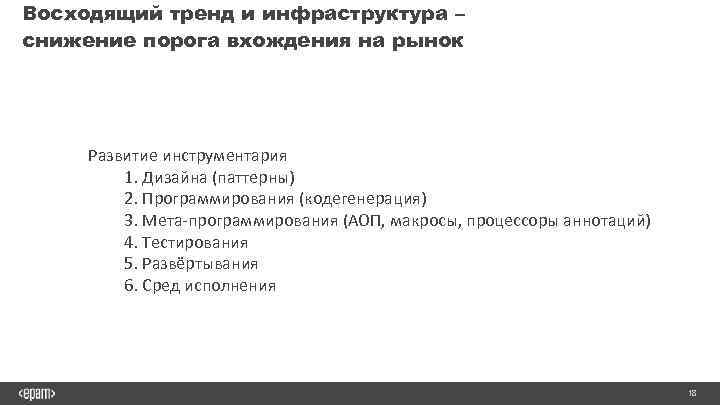 Восходящий тренд и инфраструктура – снижение порога вхождения на рынок Развитие инструментария 1. Дизайна