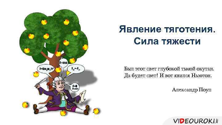 Явление тяготения. Сила тяжести Был этот свет глубокой тьмой окутан. Да будет свет! И