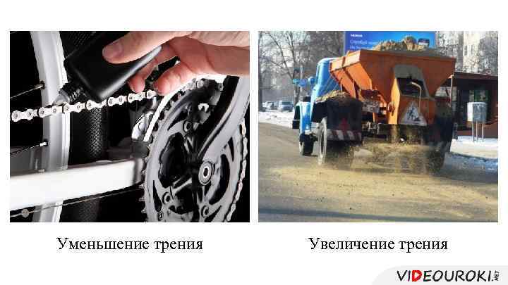 Уменьшение трения Увеличение трения 