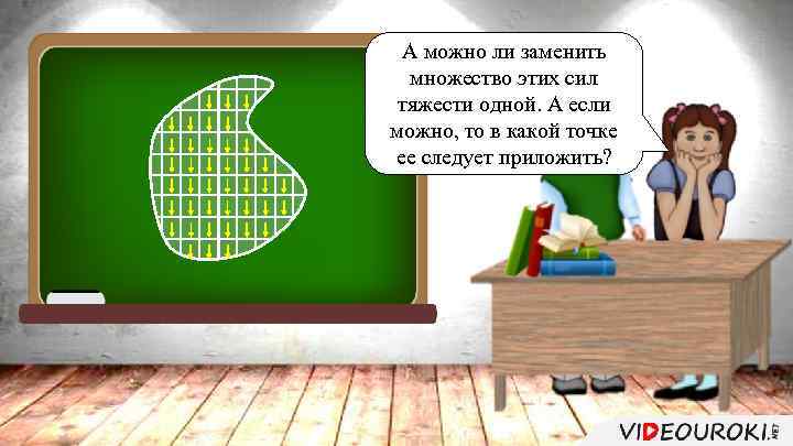 А можно ли заменить множество этих сил тяжести одной. А если можно, то в