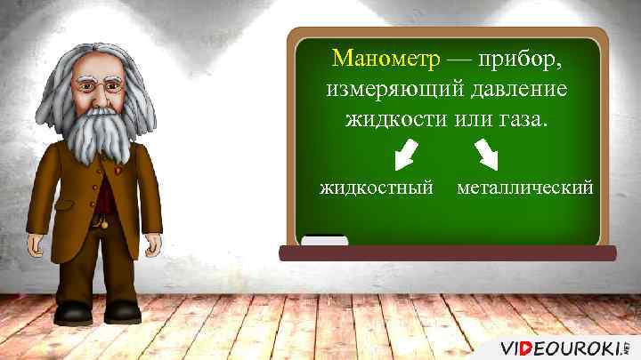 Манометр — прибор, измеряющий давление жидкости или газа. жидкостный металлический 