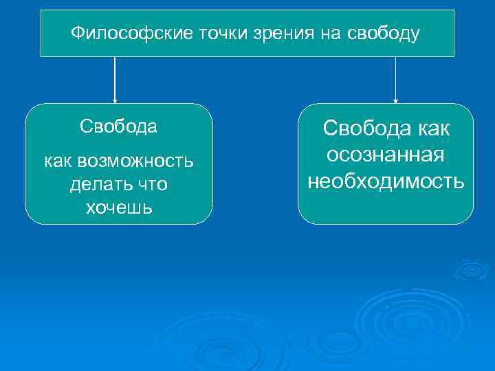 Философские точки зрения на свободу Свобода как возможность делать что хочешь Свобода как осознанная