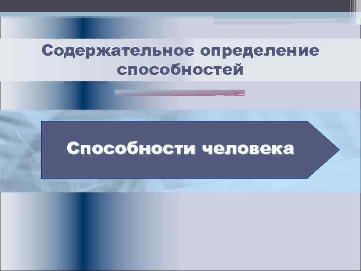 Содержательное определение способностей Способности человека 