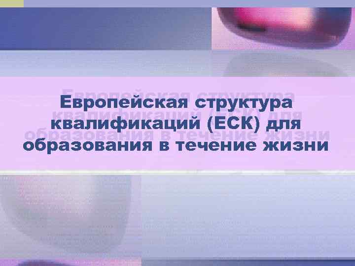 Европейская структура квалификаций (ЕСК) для квалификаций образования в течение жизни 5 