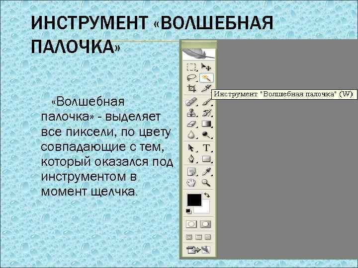 По какому признаку волшебная палочка выделяет пиксели растрового изображения