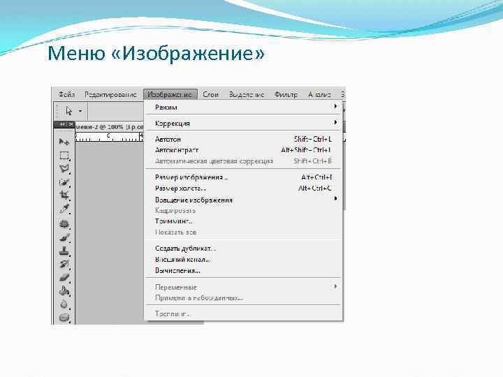 Меню «Изображение» 