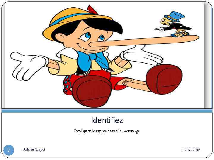 Identifiez Expliquer le rapport avec le mensonge 7 Adrien Clupot 14/02/2018 