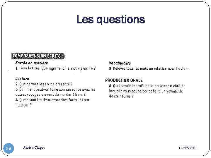 Les questions 28 Adrien Clupot 11/02/2018 