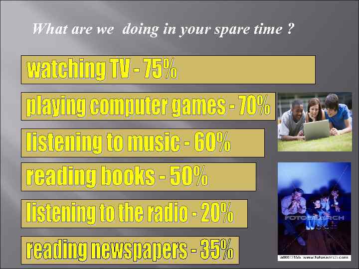 What are we doing in your spare time ? 