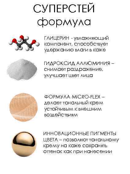 СУПЕРСТЕЙ формула ГЛИЦЕРИН - увлажняющий компонент, способствует удержанию влаги в коже ГИДРОКСИД АЛЛЮМИНИЯ –
