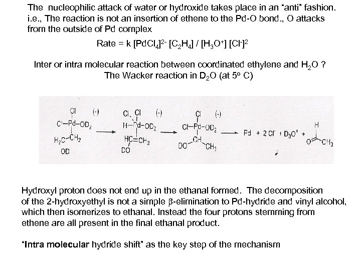 The nucleophilic attack of water or hydroxide takes place in an “anti” fashion. i.