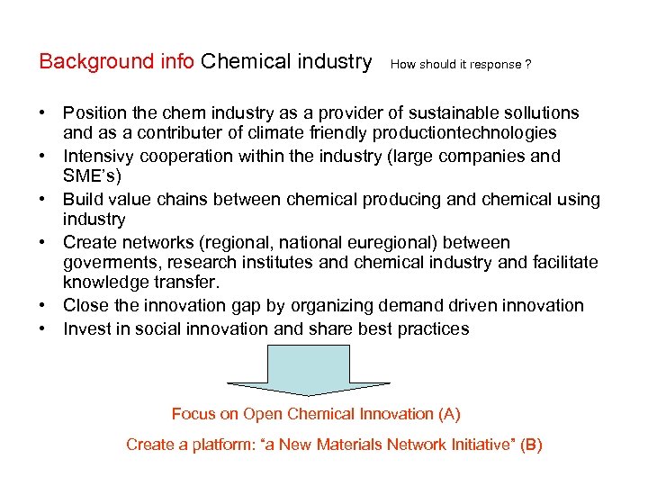 Background info Chemical industry How should it response ? • Position the chem industry