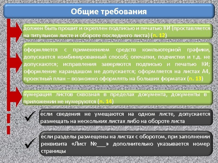 Общие требования должен быть прошит и скреплен подписью и печатью КИ (проставляется на титульном