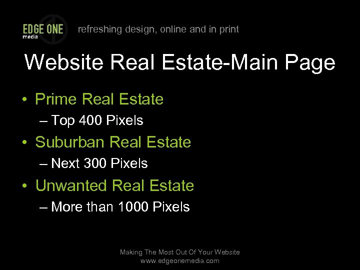 refreshing design, online and in print Website Real Estate-Main Page • Prime Real Estate