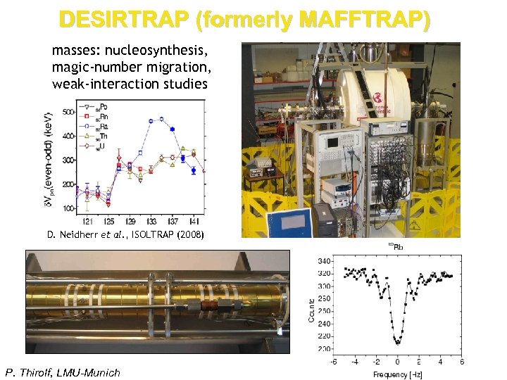 DESIRTRAP (formerly MAFFTRAP) masses: nucleosynthesis, magic-number migration, weak-interaction studies D. Neidherr et al. ,