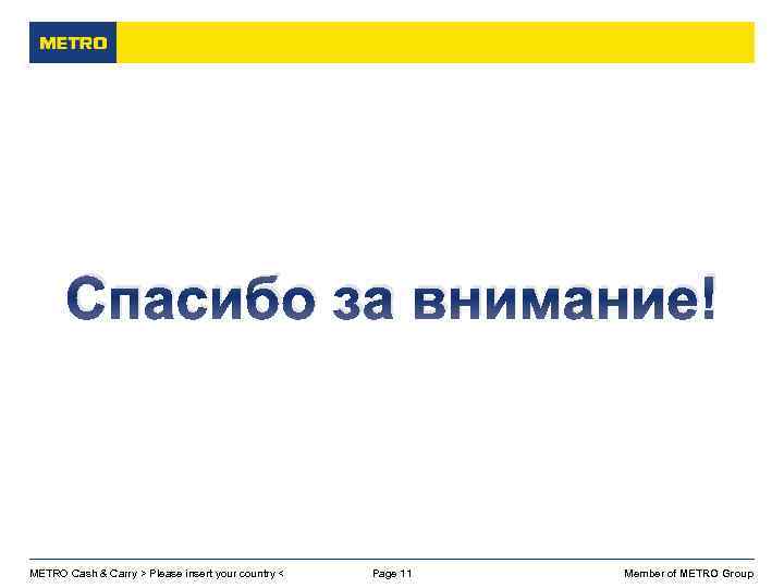 Спасибо за внимание! METRO Cash & Carry > Please insert your country < Page