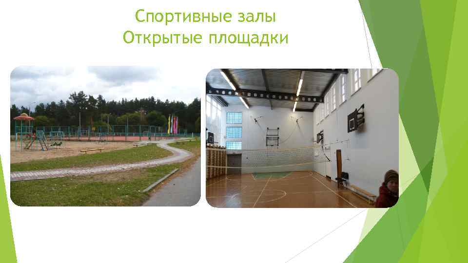 Спортивные залы Открытые площадки 