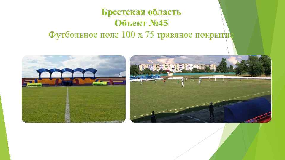 Брестская область Объект № 45 Футбольное поле 100 х 75 травяное покрытие 