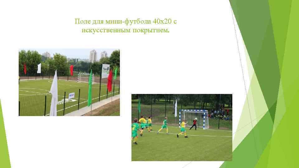 Поле для мини-футбола 40 х20 с искусственным покрытием. 
