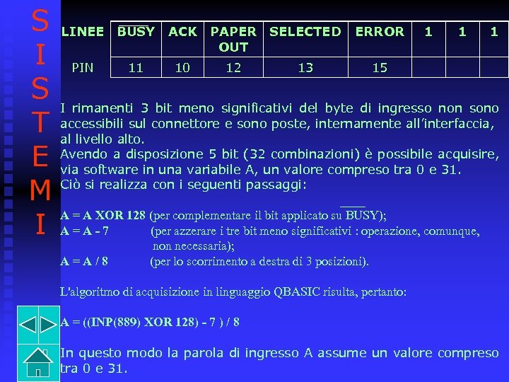 S LINEE BUSY ACK PAPER SELECTED ERROR 1 1 1 OUT I PIN 11