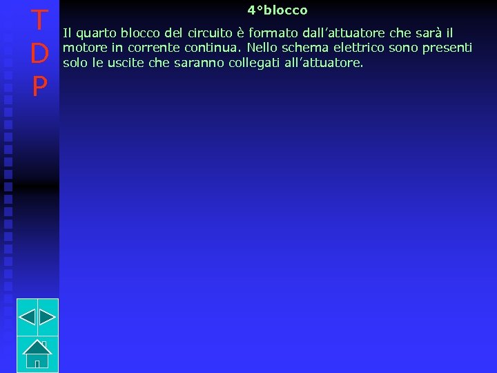 T D P 4°blocco Il quarto blocco del circuito è formato dall’attuatore che sarà