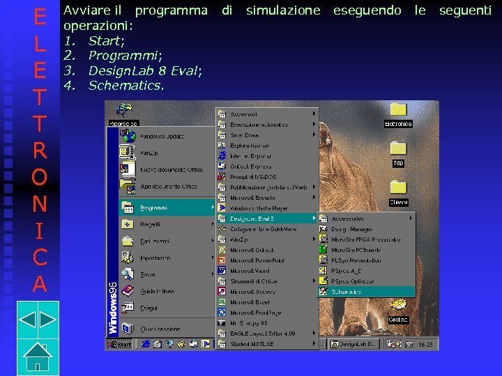 E L E T T R O N I C A Avviare il programma