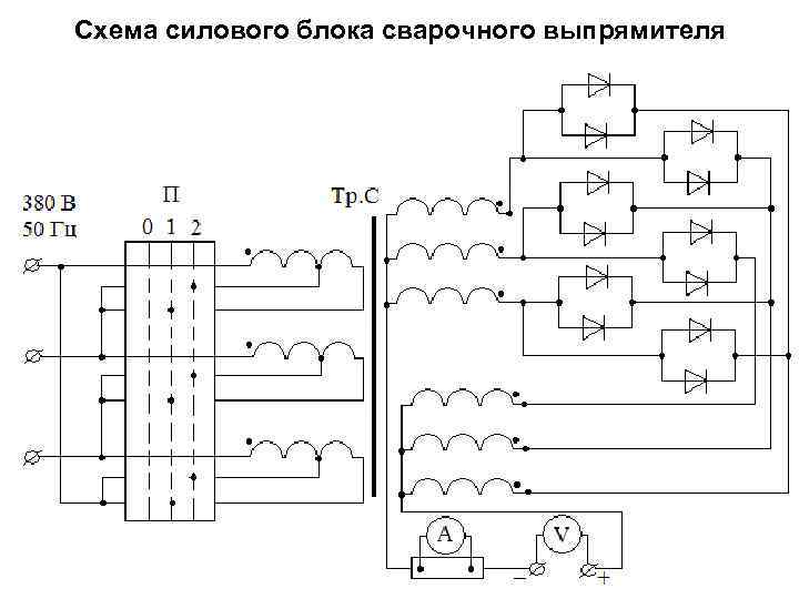 Схема силового блока сварочного выпрямителя • 40 