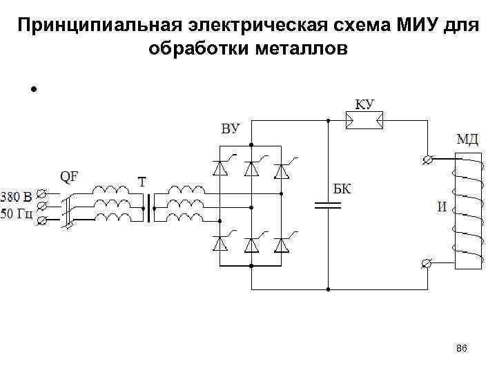 Принципиальная электрическая схема МИУ для обработки металлов • 86 