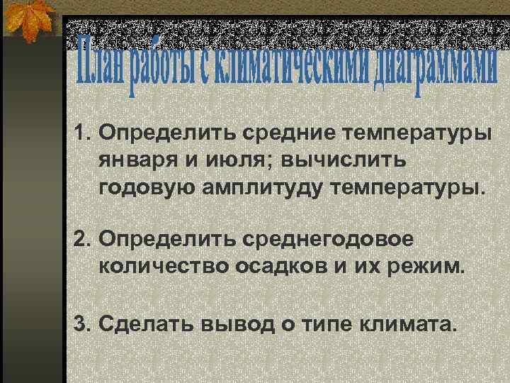 1. Определить средние температуры января и июля; вычислить годовую амплитуду температуры. 2. Определить среднегодовое
