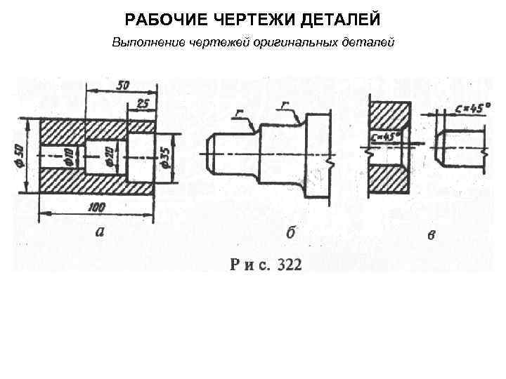 РАБОЧИЕ ЧЕРТЕЖИ ДЕТАЛЕЙ Выполнение чертежей оригинальных деталей 