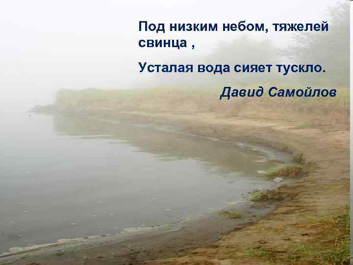 Под низким небом, тяжелей свинца , Усталая вода сияет тускло. Давид Самойлов 