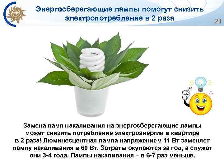 Энергосберегающие лампы помогут снизить электропотребление в 2 раза Замена ламп накаливания на энергосберегающие лампы