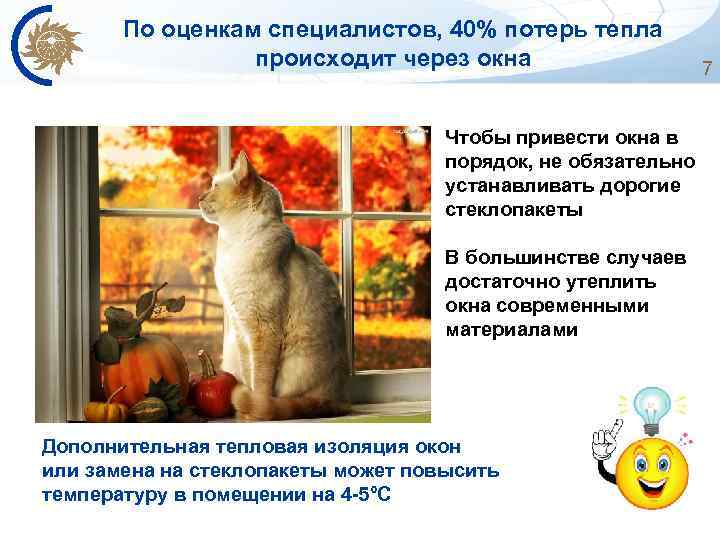 По оценкам специалистов, 40% потерь тепла происходит через окна Чтобы привести окна в порядок,