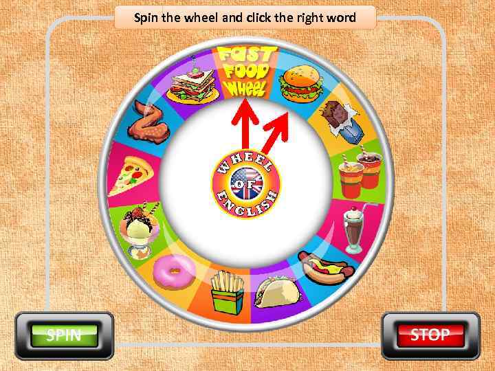 Spin the wheel and click the right word 