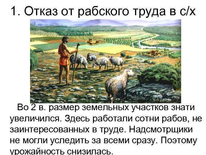 1. Отказ от рабского труда в с/х Во 2 в. размер земельных участков знати