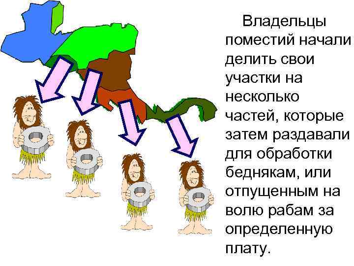 Владельцы поместий начали делить свои участки на несколько частей, которые затем раздавали для обработки