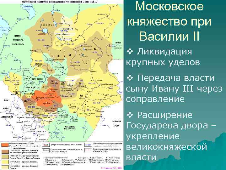 Московское княжество при Василии II v Ликвидация крупных уделов v Передача власти сыну Ивану