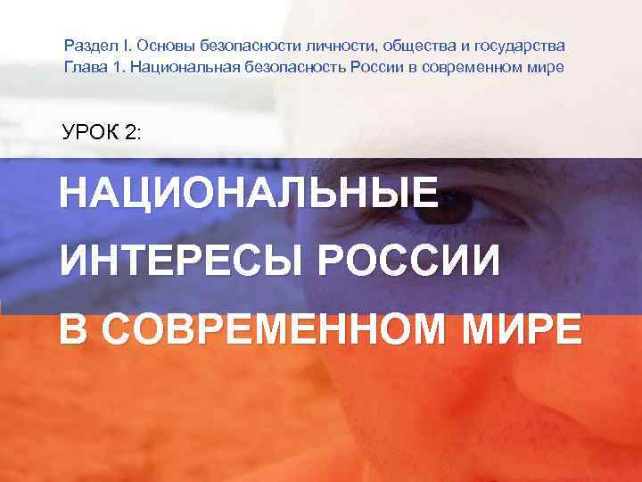 Раздел I. Основы безопасности личности, общества и государства Глава 1. Национальная безопасность России в