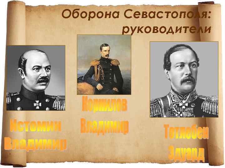 Оборона Севастополя: руководители 