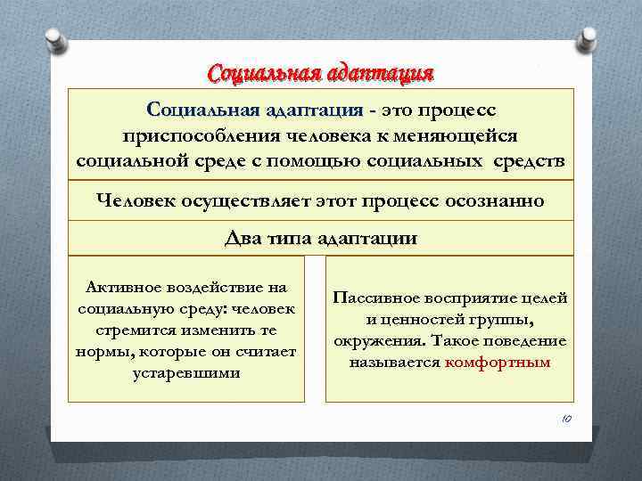 Социальная адаптация - это процесс приспособления человека к меняющейся социальной среде с помощью социальных