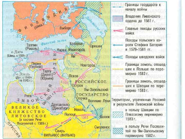 Ливония Литва Польша Швеция Дания Россия 1582 г. –Ям Запольское перемирие с Польшей 1583