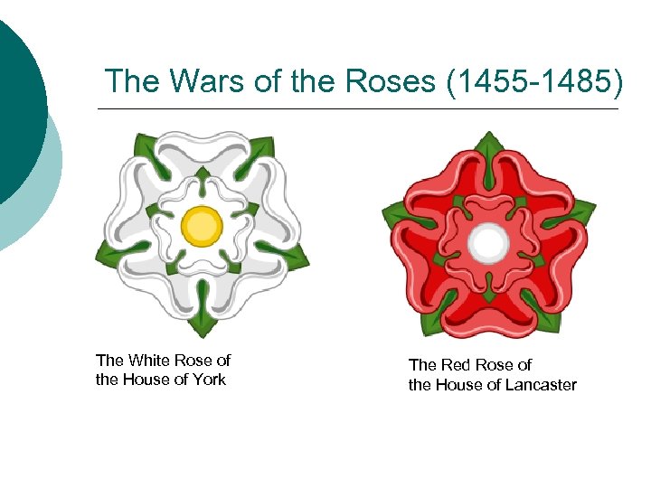 The Wars of the Roses (1455 -1485) The White Rose of the House of