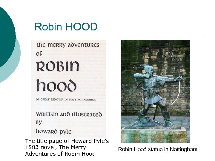 Robin HOOD The title page of Howard Pyle's 1883 novel, The Merry Adventures of