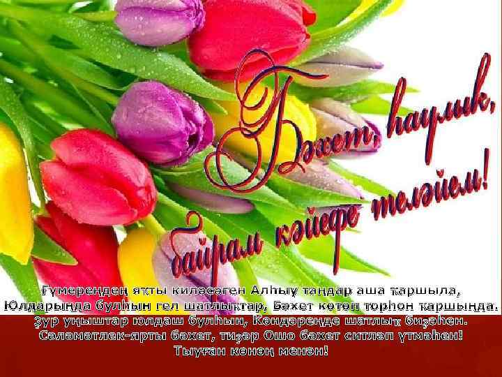 Ғүмереңдең яҡты киләсәген Алһыу таңдар аша ҡаршыла, Юлдарыңда булһын гел шатлыҡтар, Бәхет көтөп торһон