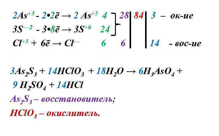  2 As+3 - 2 • 2ē → 2 As+5 4 28 84 3