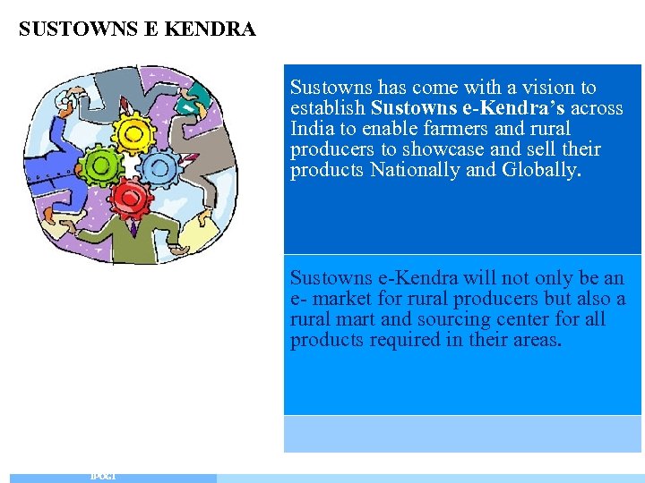 SUSTOWNS E KENDRA Sustowns has come with a vision to establish Sustowns e-Kendra’s across