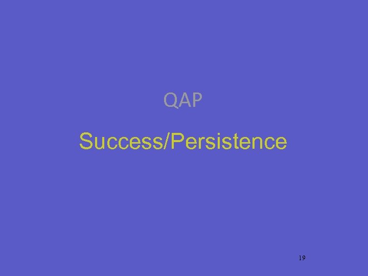 QAP Success/Persistence 19 