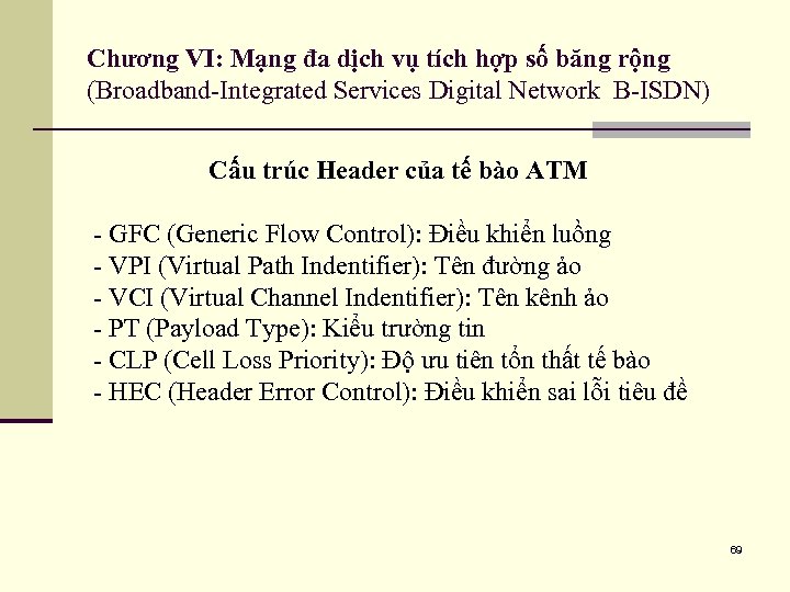 Chương VI: Mạng đa dịch vụ tích hợp số băng rộng (Broadband-Integrated Services Digital