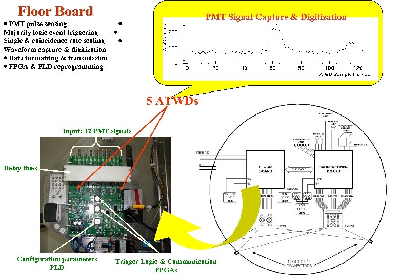 Floor Board PMT Signal Capture & Digitization PMT pulse sensing Majority logic event triggering